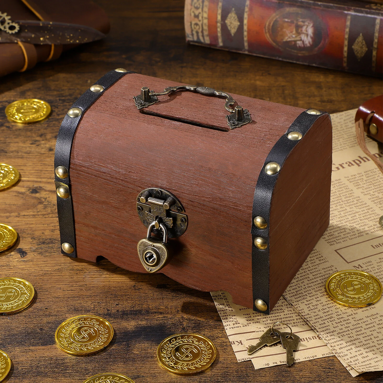 Treasure Chest With Lock Vintage Treasure Storage Box Storage Bin Organizer Saving Box Case With Lock For Home Retro Small