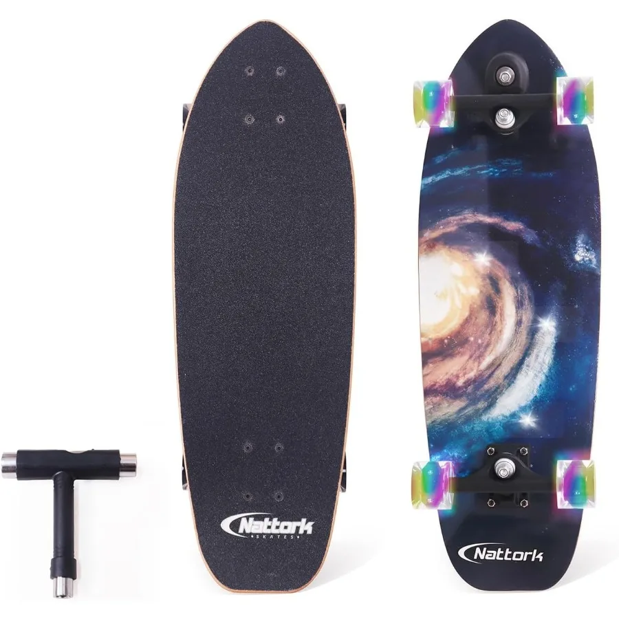 

Complete Kid Skateboards 29" x 9" Youth Cruiser Skateboard for Beginners Double Kick Deck Concave Girls or Boys Skateboard