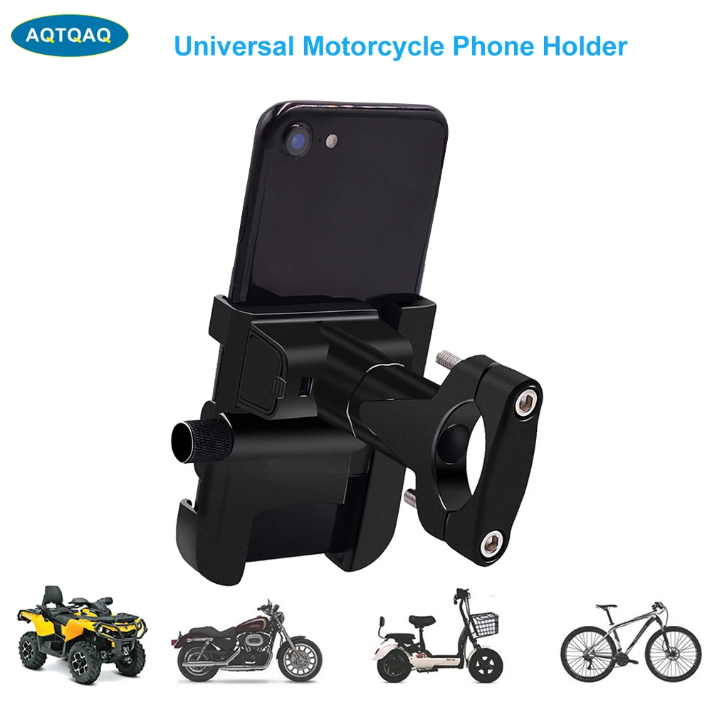 1Set Aluminum Alloy Handlebar Rear View Mirror Support Motorcycle Phone Holder With 2A USB Charger Universal Stand Bracket