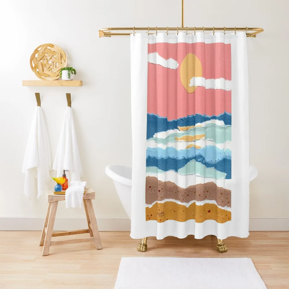 

Beach Scene Shower Curtain Bathroom Accessorys For Bathrooms Waterproof Bath And Anti-Mold Curtain