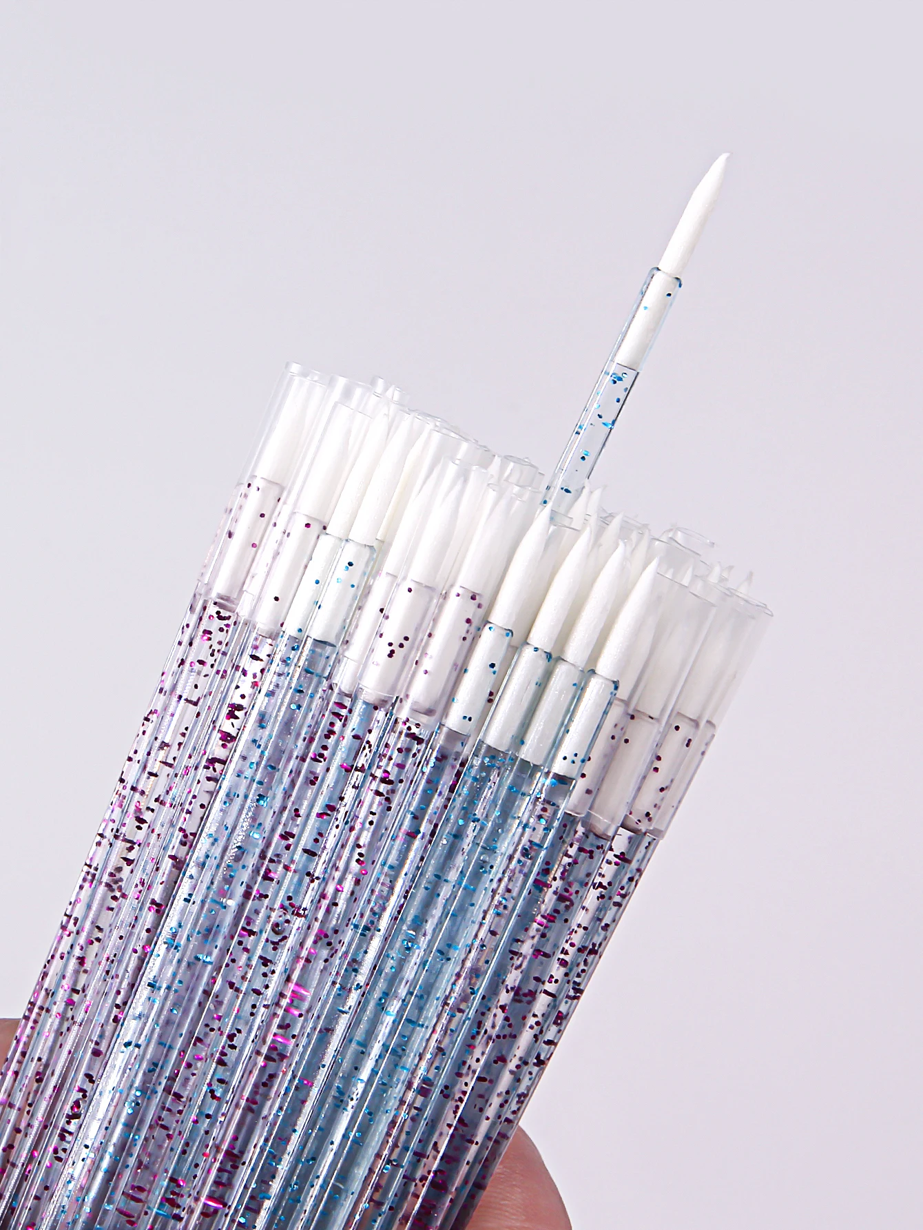 50Pcs Eyeliner Makeup Brush Crystal Handle Soft Fiber Lip Line Outline Brush Eyeshadow Blending Applicator For Woman Beauty Tool