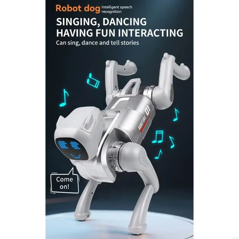 لعبة الكلب الآلي التفاعلي القابلة للبرمجة مع حركات واقعية 2.4 جيجا هرتز التحكم اللاسلكي البناء القوي للطفل x90c