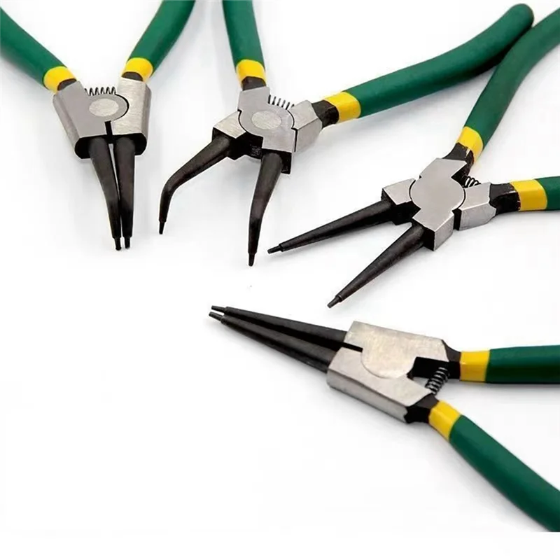 

A53Q-Circlip Plier Set 7 Inches External Internal Staight Bent Pliers Kit Multifunctional Retaining Snap Ring Remover Tool