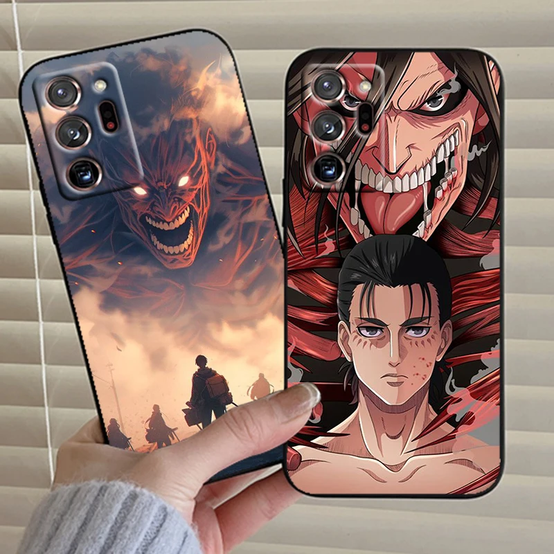 Anime Attacks On T-Titan For Samsung Note 20 10 Ultra Plus A31 A14 A12 A70 A34 A25 A04 A05 A15 A24 5G Black TPU Phone Case