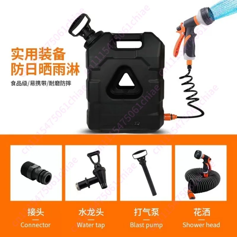 Air pump camping bucket convenient water storage tank large capacity 21L bucket with shower with air pump spare tire fixed
