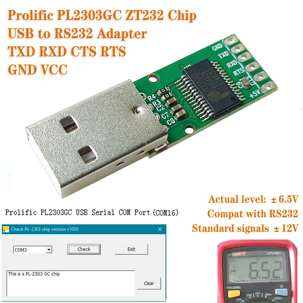 Adapter/Konwerter USB RS232 Serial PL2303GC, płytka PCB do PLC, radia, BMS, routera, przełącznika, konsoli, konfiguracji, aktualizacji, narzędzia Comtest