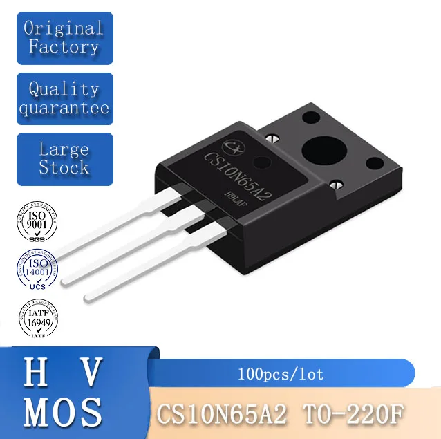 100pcs 10N65 High Voltage Mosfet TO-220F Lingxun 10A 650V