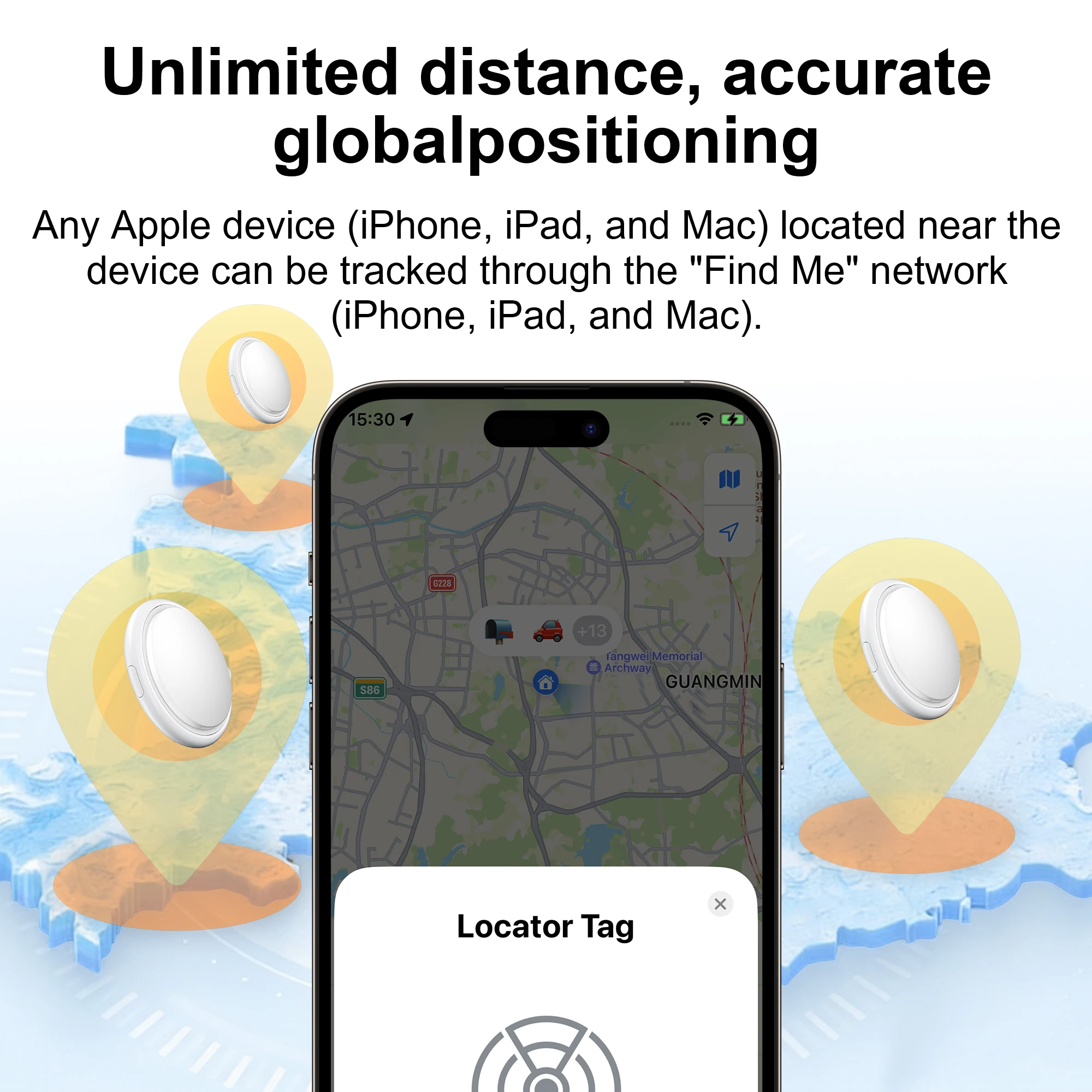 Smart Tag, Bluetooth Item Finder for IOS Find My (iOS), Air Tag Tracker for Keys, Wallet, Luggage,  Global Positioning