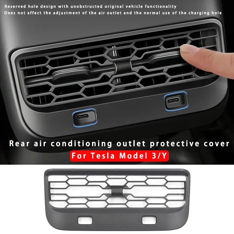 Rear Air Outlet Trim Protective Vent Cover For 2017 18 19 20 23 Tesla Model 3 Y ABS Conditioner Outlet Filter Cover Accessories