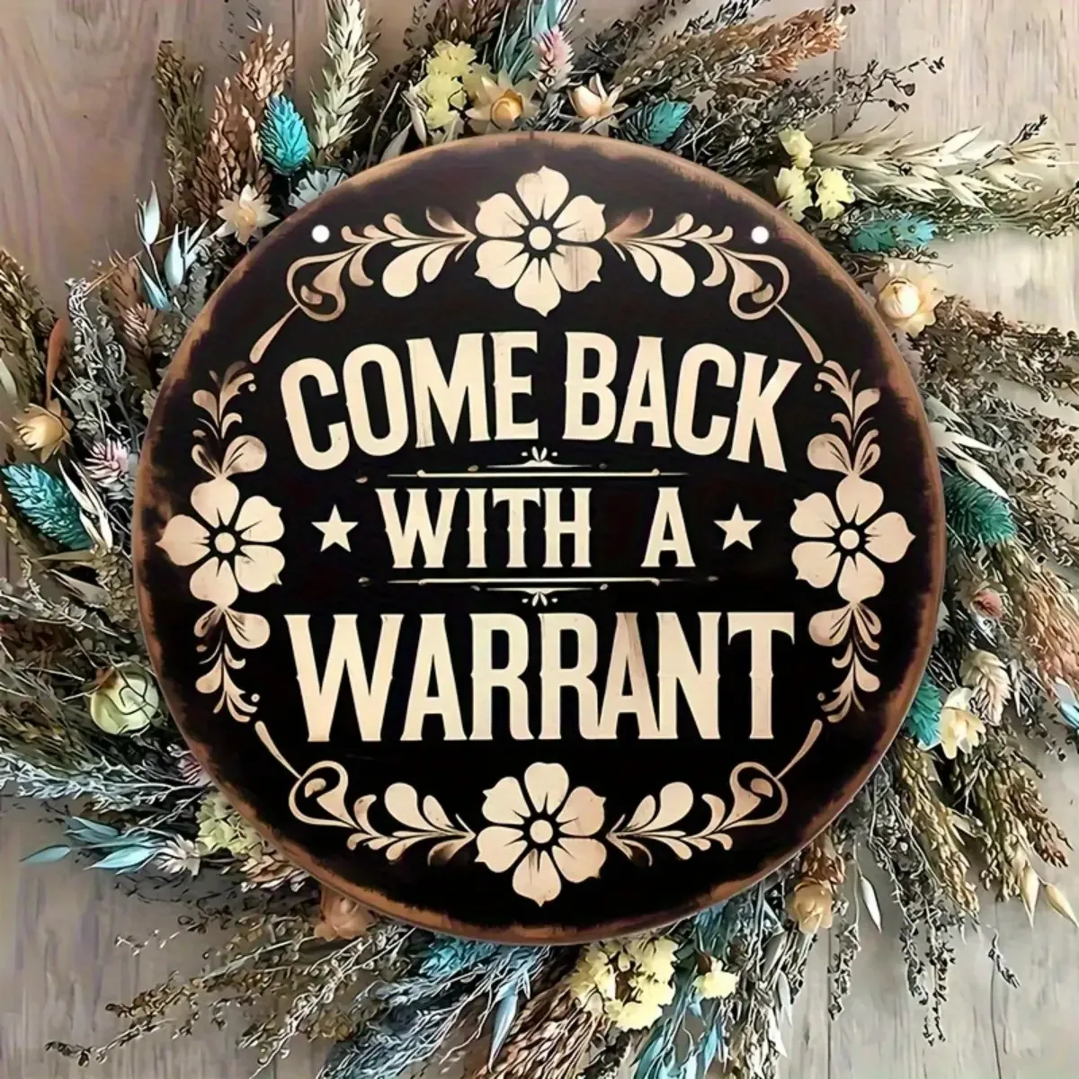 2D Flat, 1pc Rustic Farmhouse Round Wooden Wall Sign - 8 Inch Vintage 