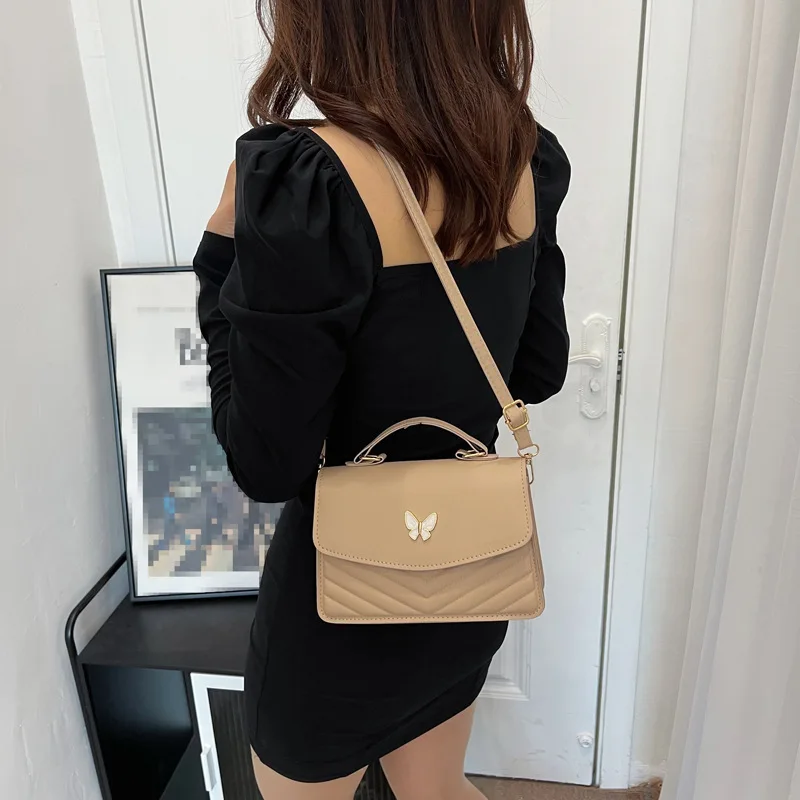 Casual Fashion Crossbody Bag New Korean Style Women's Bag Pure Color Shoulder Bag Niche Versatile Satchel Small Square Bag Wo...