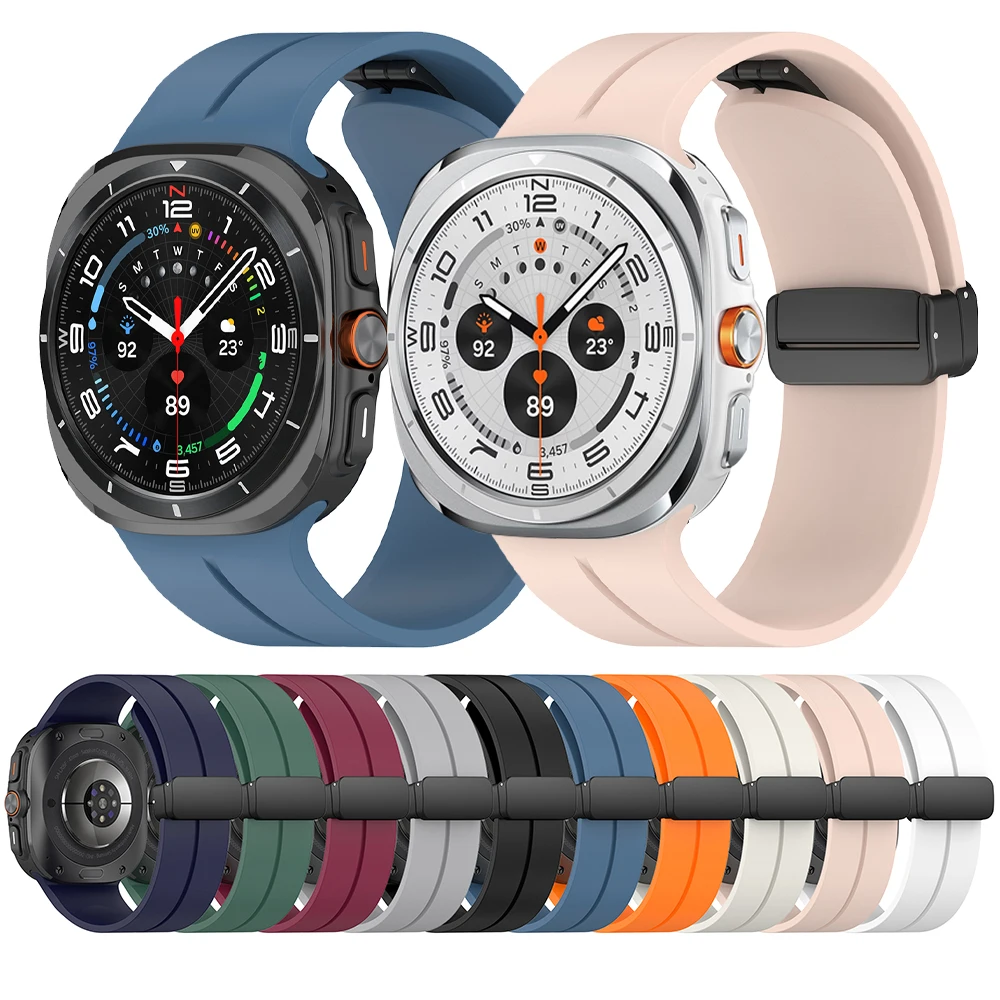 حزام سيليكون رياضي لساعة سامسونج جالاكسي ، ساعة ألترا جالاكسي 7 ، شريط 47 ، إبزيم مغناطيسي قابل للطي ، إكسسوارات سوار