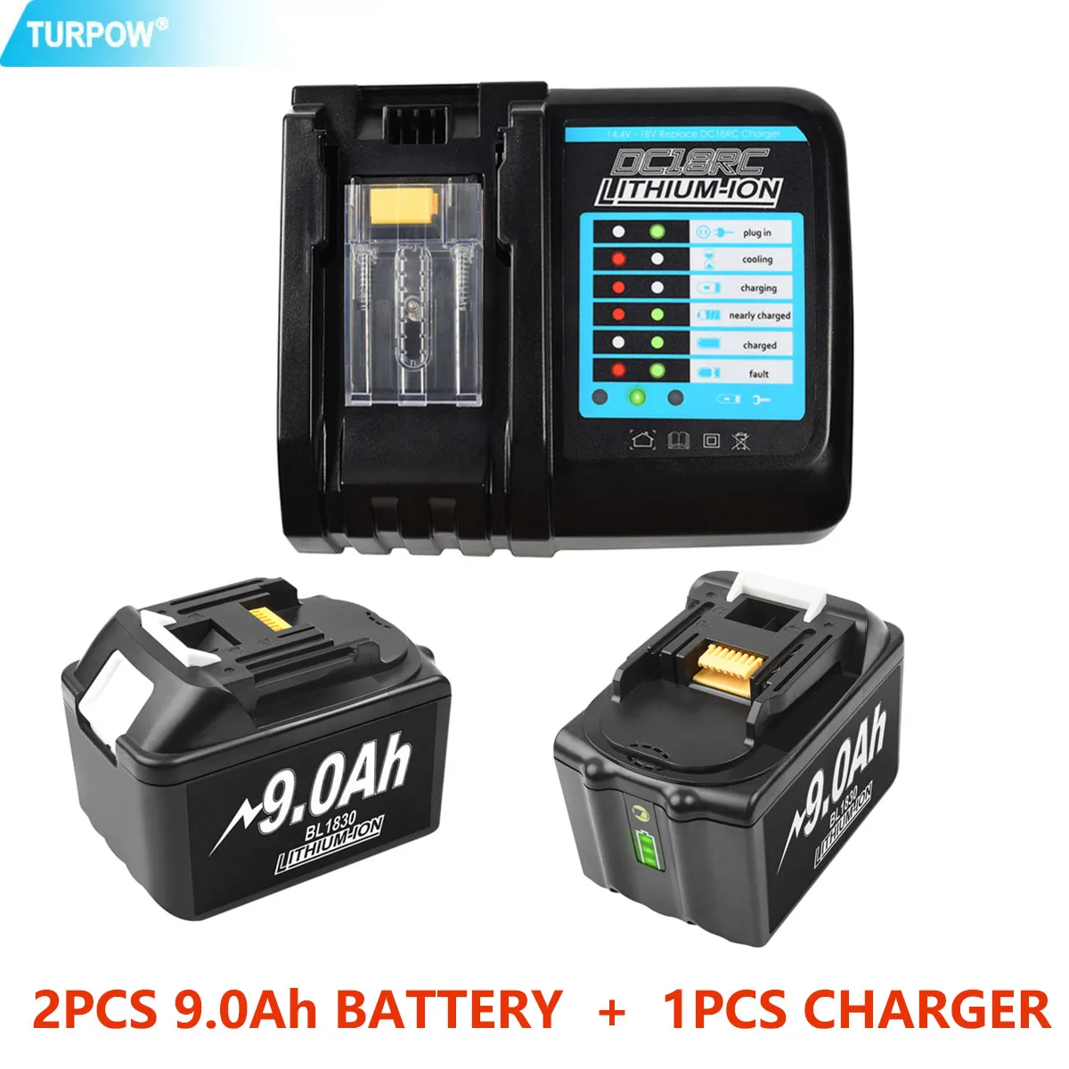 Con il Caricatore BL1860 Ricaricabile Batteries18V 9000mAh Agli Ioni di Litio per Makita 18v Batteria 6Ah BL1840 BL1850 BL1830 BL1860B LXT400