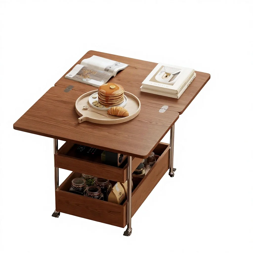 Flip Top 2-in-1 Multi-Function Decorative Coffee Tables Hidden Compartment Wood Apartment Living Room Furniture