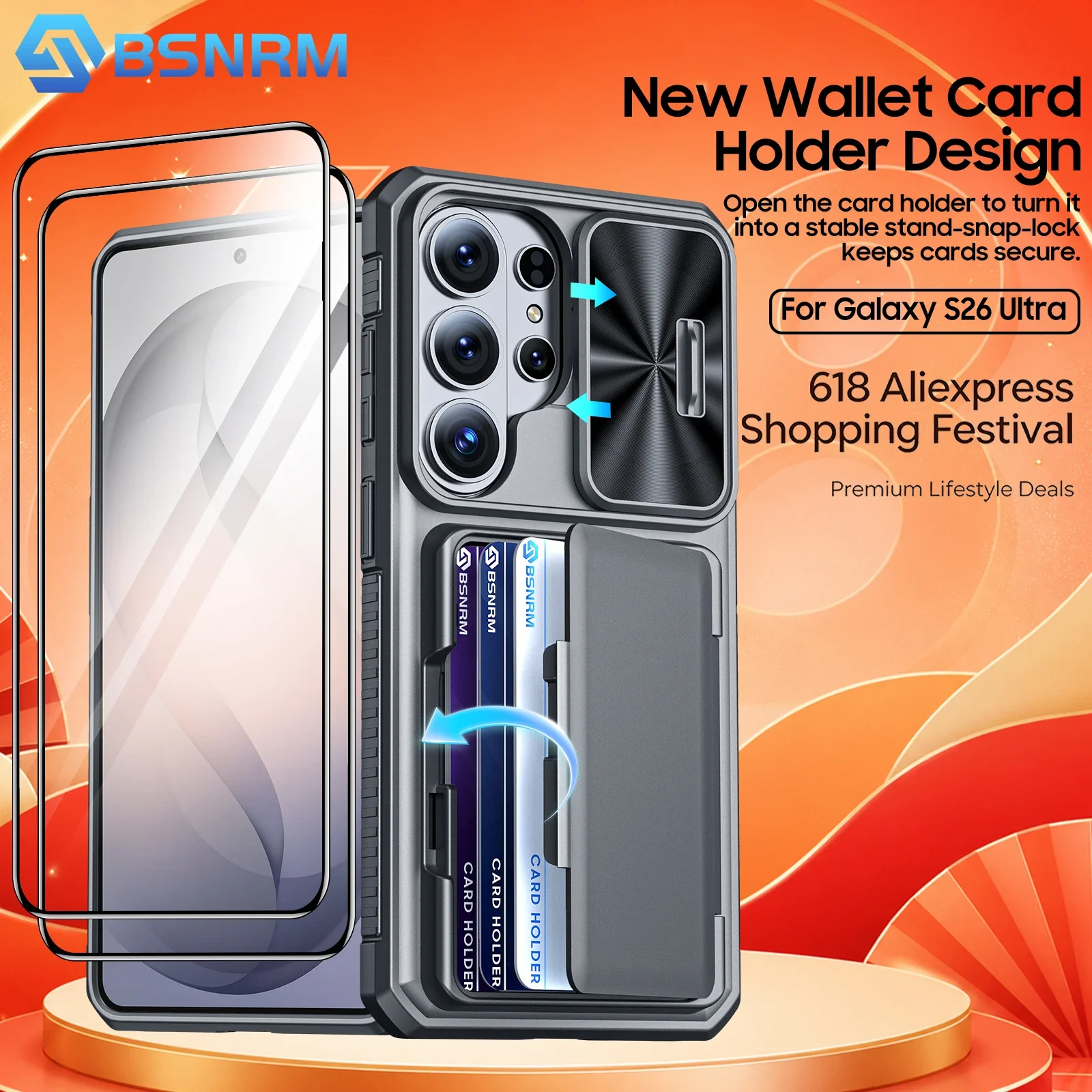 

618 Hot Deals For Galaxy S26 Ultra Case Wallet-Full Body Protective with Card Holder(4 Cards) Camera Cover & Kickstand-Gray