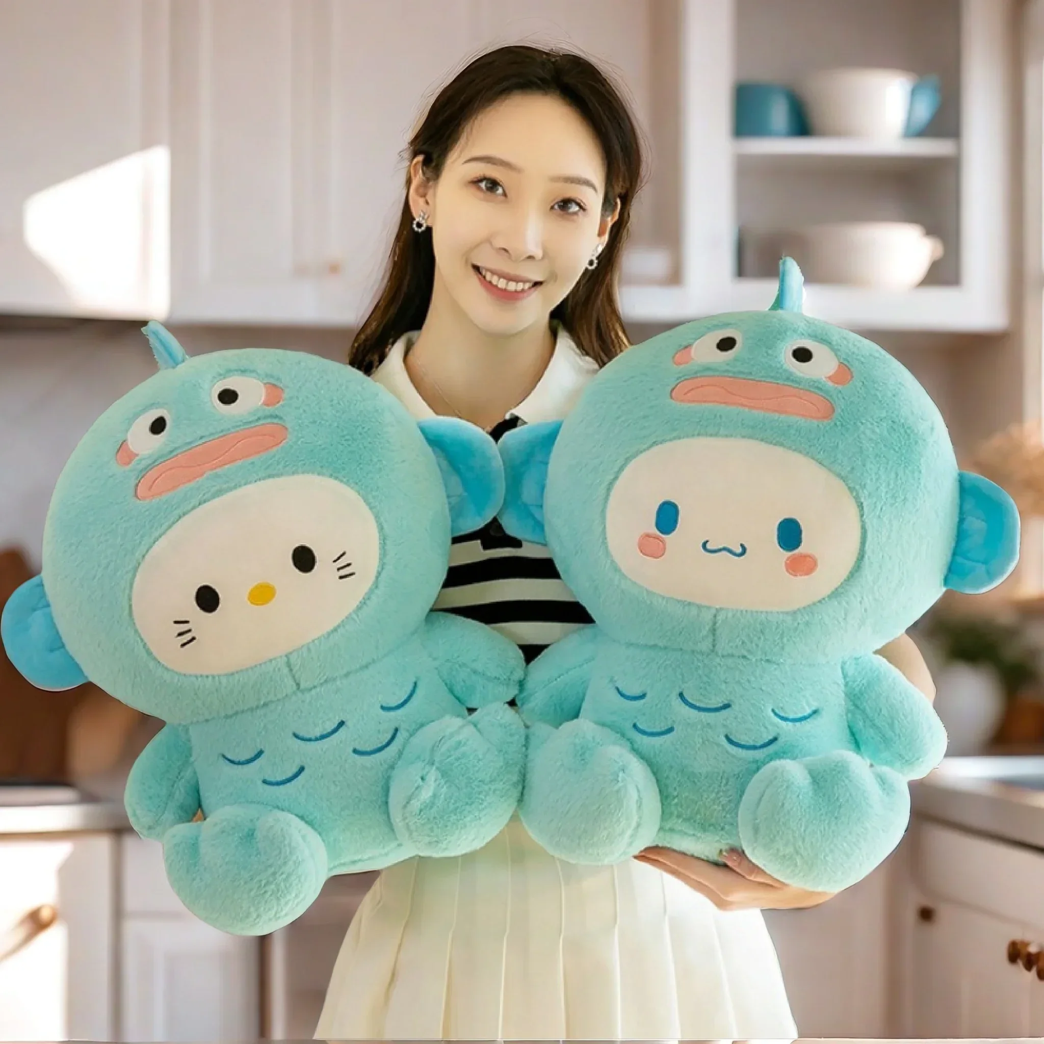 Neue Sanrio Hangyodon verwandelt sich in HelloKitty Cinnamoroll Cartoon Kissen Kuscheln Schlafen Beruhigen Kinder Mädchen Geburtstagsgeschenk