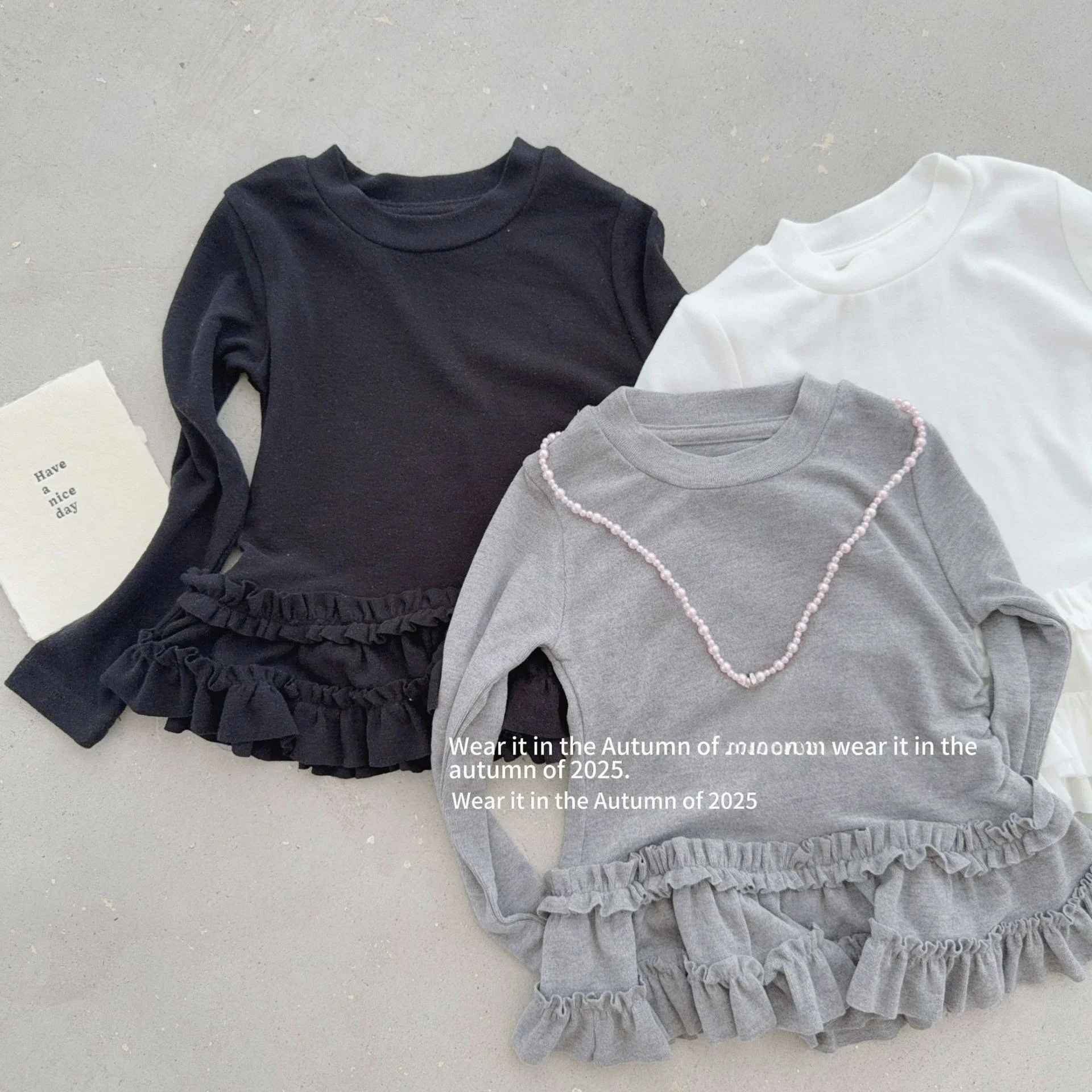 Spring and Autumn Fashion Cute Sweet Korean Spliced Long Sleeved T-shirt  girl clothes one piece