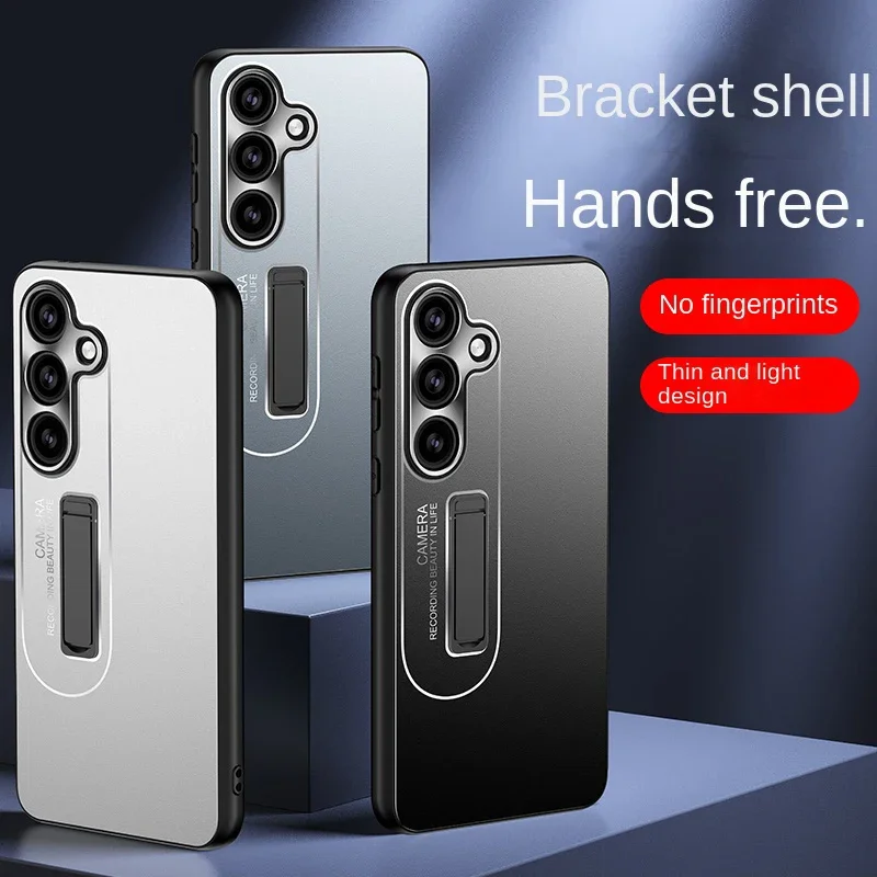 Kickstand Metal Phone Case for Samsung Galaxy S24 S23 Ultra S24 Plus Silicone Bumper Shockproof Hard Back Cover Protective Case