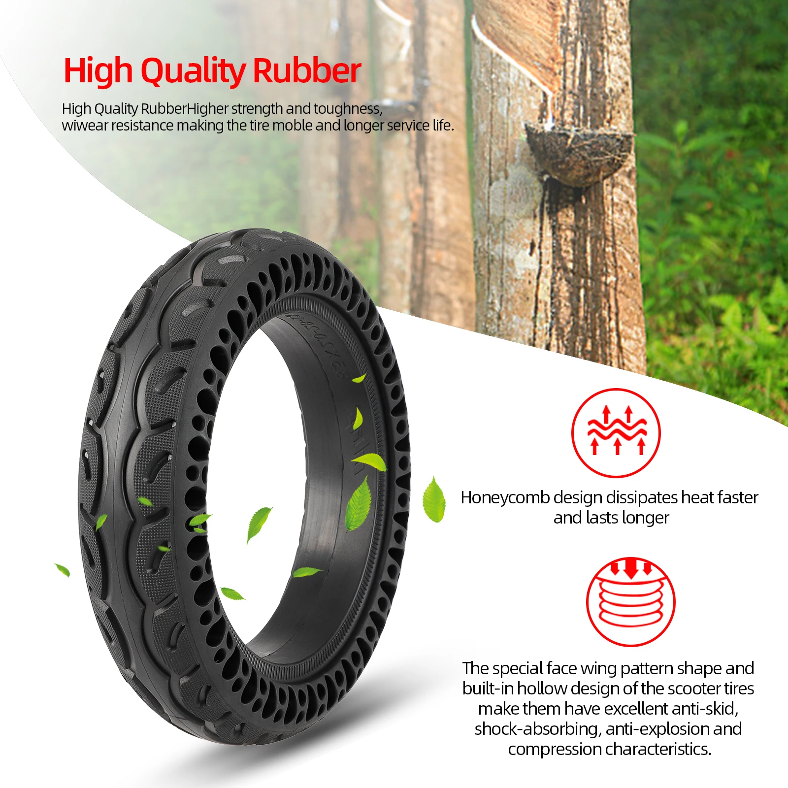 8.5 Inch Rubber Solid Tire For Xiaomi M365 Pro Pro2 1S Mi3 Electric Scooter Honeycomb Durable Anti-Explosion Tubeless Tyre