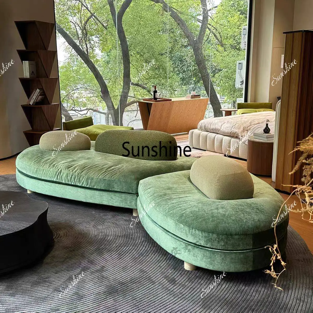 

Italian minimalist fabric sofa living room modern simple light luxury straight sofa