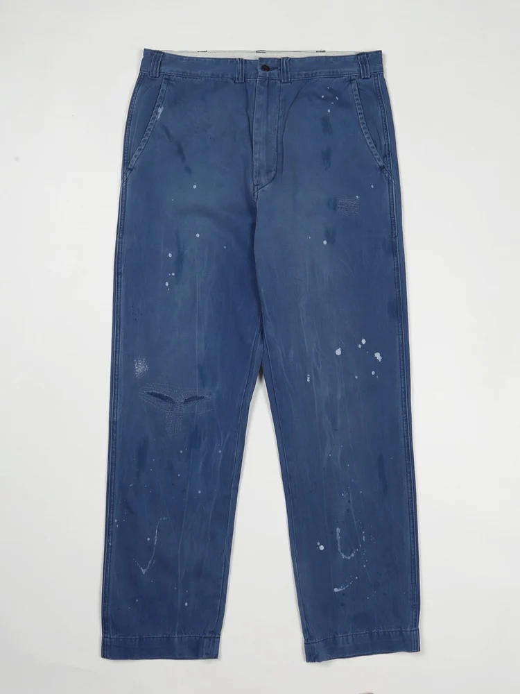 

Time-Tested RL Chino Pants Casual Striped Straight Leg Pants with Splaed Ink Patches Long Pants Straight Fit Spring 2025