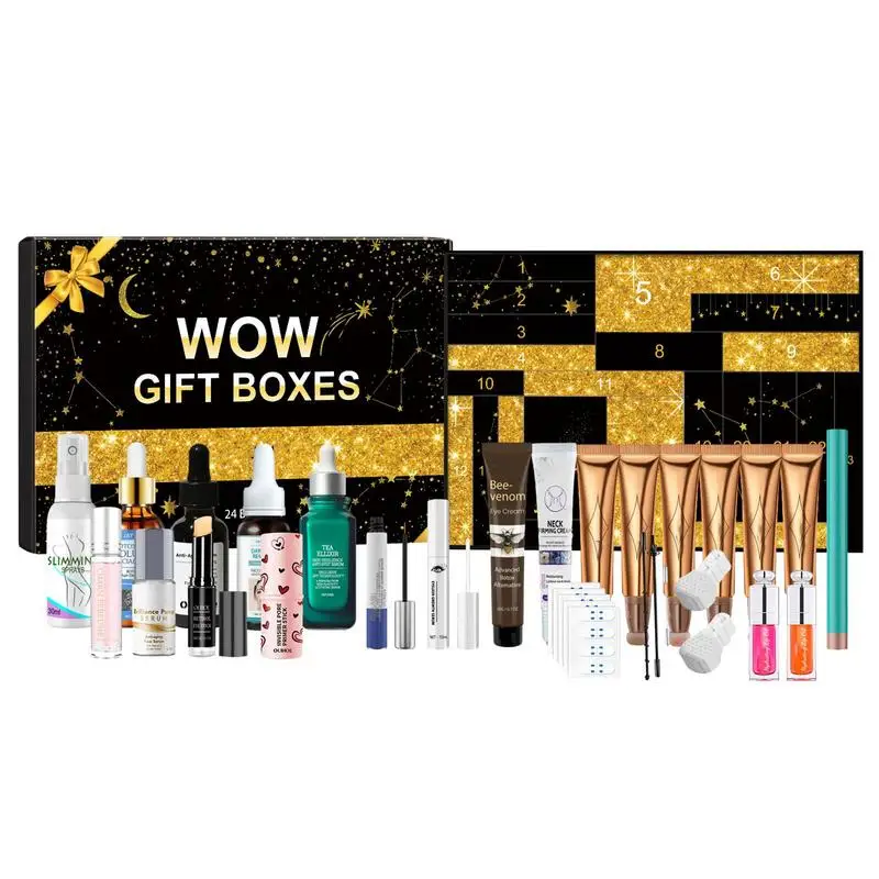 24pcs Christmas Advent Calendar Makeup kit Lipstick Eye Shadow Cosmetics Set face Skin Care Set face cream lipstick blusher