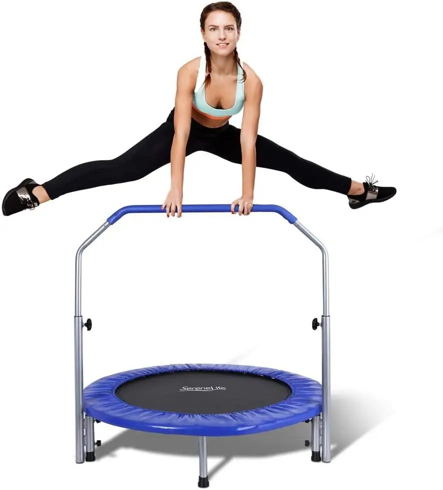 

SereneLife 36"/40" Portable & Foldable Trampoline in-Home Mini Rebounder with Adjustable Handrail for Indoor and Outdoor Workout