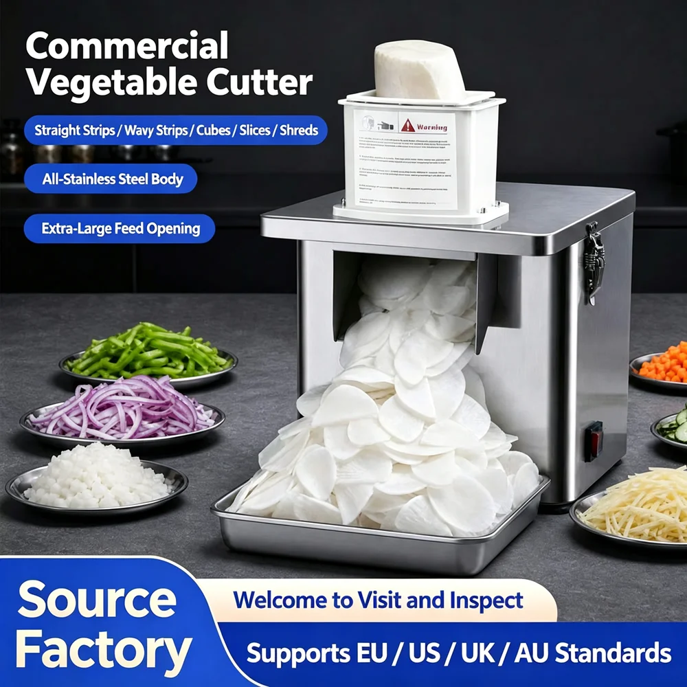 HomeWise GP-870 Commercial Food Processor Multi-Functional Cutter Dicing Slicing Shredding French Fries for Catering Kitchen