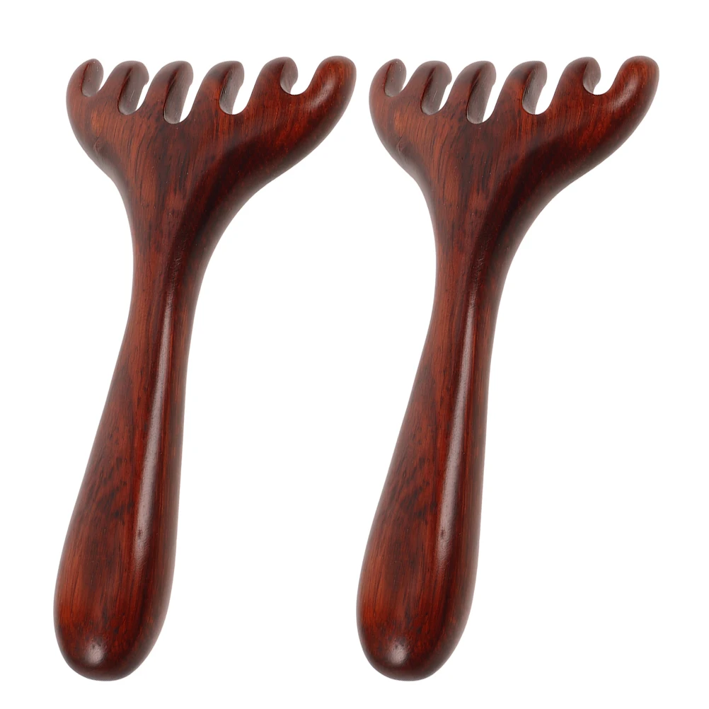 

2pcs Long Handle Wooden Scalp Massager Comb Six Claw Acupoint Relief Portable Head Scratch Tool For Home Travel Massage