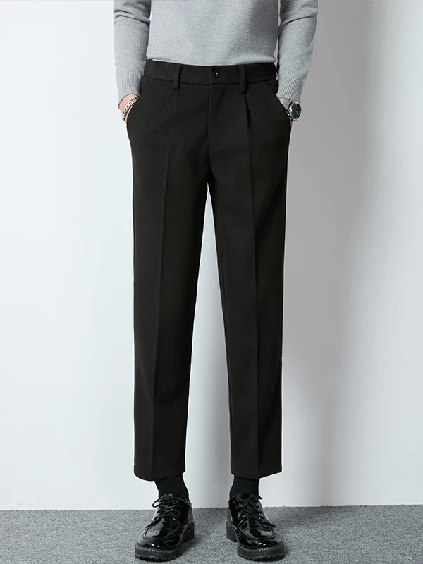 

American Sle Men's Straight Leg Pants Autumn Winter Faion Brand Drapey Nine-Tenths Length Commuter Long Trousers