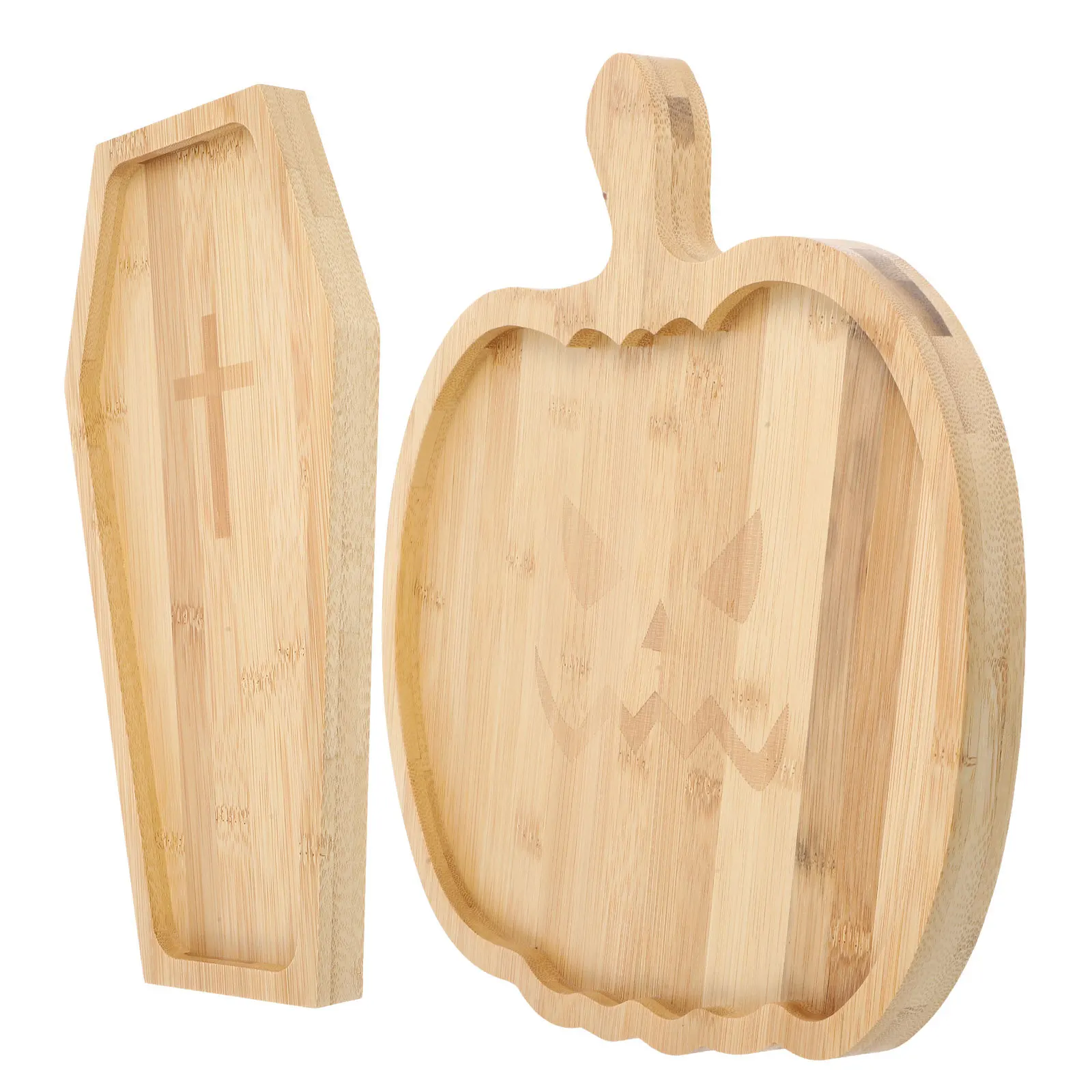 

2Pcs Fruit Serving Tray Wooden Pumpkin Shape Plate for Dessert Snack Cake Dry Fruits Reusable Food Tray Decorative Kitchen