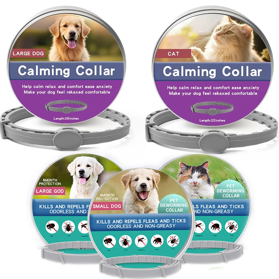 

Регулируемый успокаивающий ошейник для домашних животных, долговечная защита, подходит для больших собак, щенков, кошек, удобный крой для шеи, расслабляющий, успокаивающий
