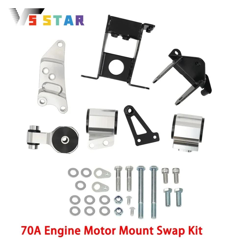 

High Quality Aluminum 70A Engine Motor Mount Swap Kit for 2006-2011 Civic Acura CSX Si K20 K24 FA FG Sliver EM-1007