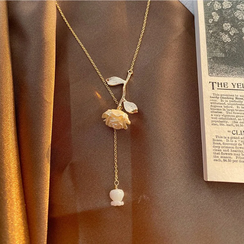 collares para mujer colgante mujer perfumes mujer originales colgantes Joyería de lujo para mujer, collar de rosa para mujer, colgante de gota de agua, cadena de clavícula, colgante de rosa, joyería para fiesta de boda
