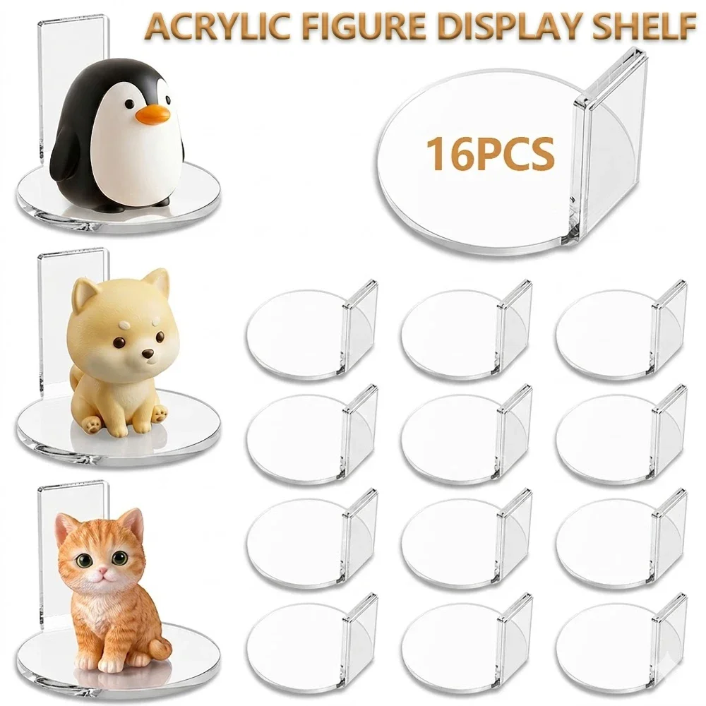 16-teiliges Kleines Acryl-Figurendisplay-Regal Transparentes Pop-Figuren-Wandaufbewahrungsregal Ohne Bohren Ausstellungsständer für Heimdekoration