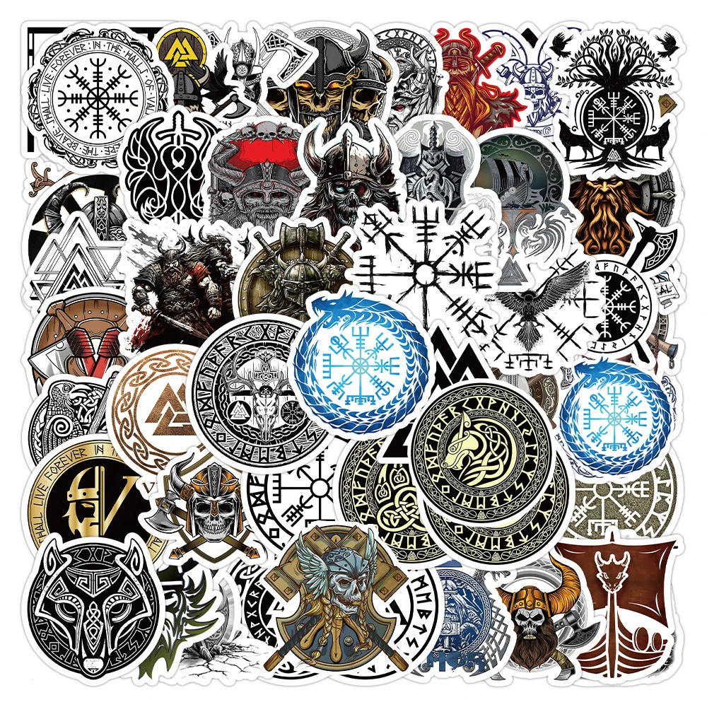 10/30/53 sztuk tajemniczy Totem Symbol Rune Viking piraci styl naklejki wodoodporna fajne DIY motocykl telefon samochodowy naklejka winylowa zabawka