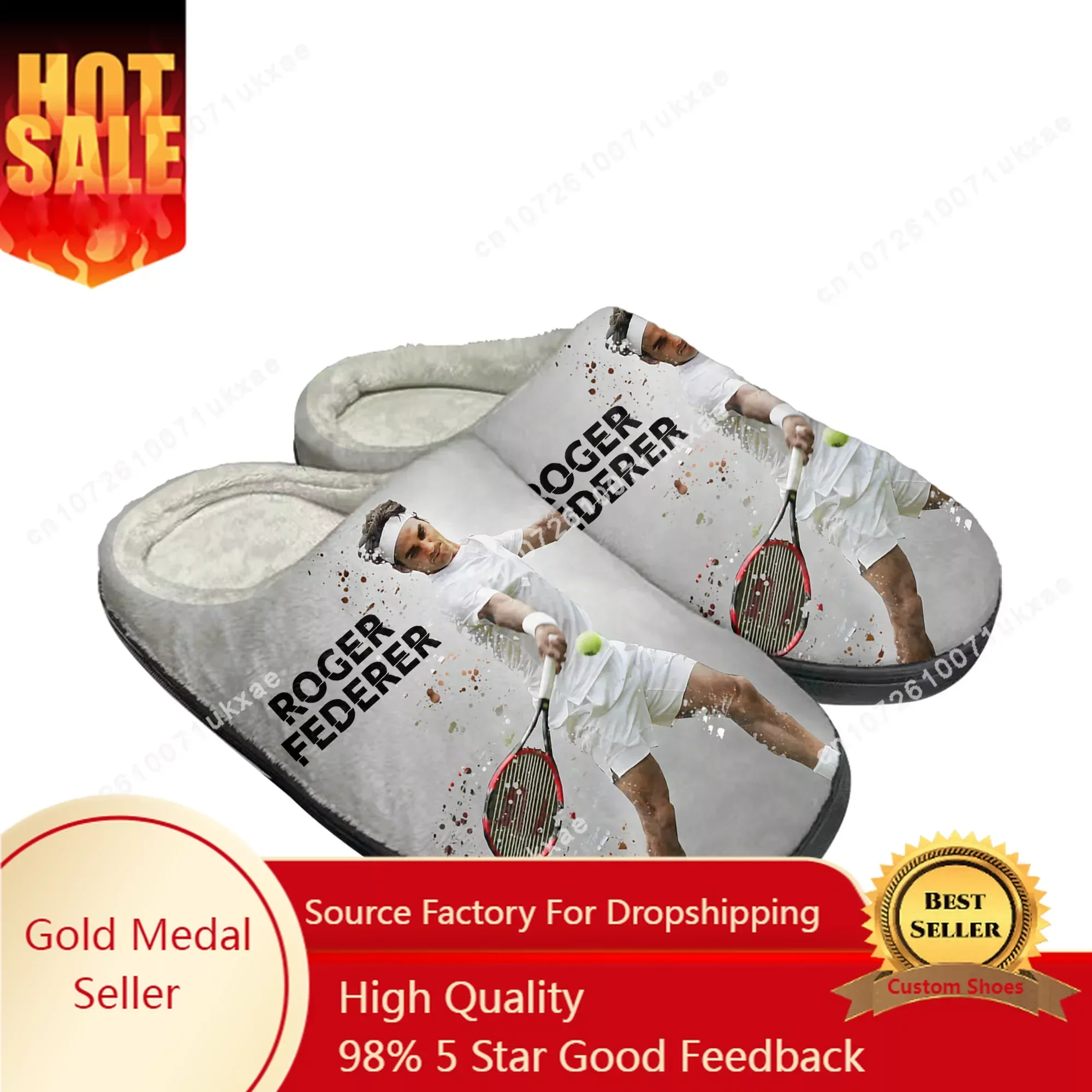 

Tennis King Federer Home Cotton Slippers Mens Womens Plush Bedroom Casual Keep Warm Shoes High Quality Indoor Customized Shoe