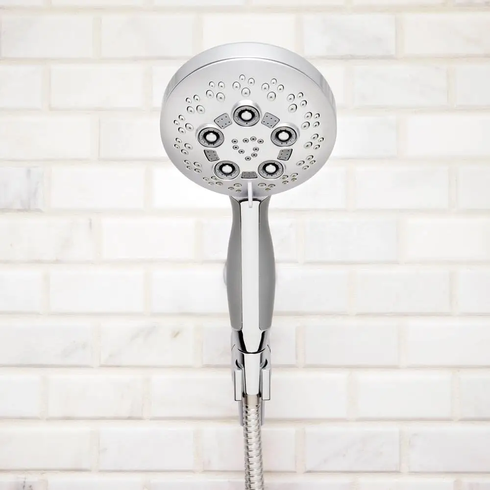Polished Chrome Multi-Function Handheld Shower Head with 5 Spray Settings, 2.5 GPM