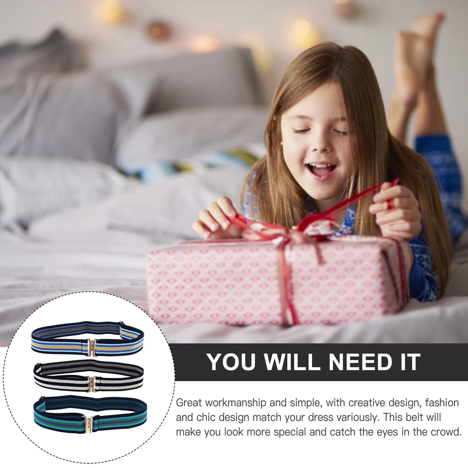 

Stretchy Waist Belt Adjustable Elastic Belts For Durable Comfort Buckle Band For Pants Skirts Wear