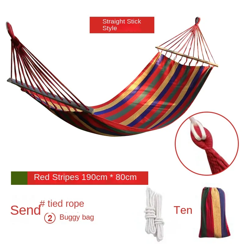 Canvas Hammock Outdoor Wholesale Anti-Rollover Single Double Swing Outdoor Hammock Camping with Curved Stick