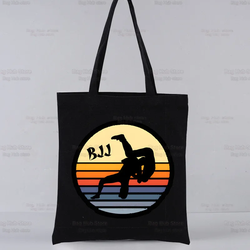 Jiu Jitsu Rashguard Murder Yoga Black Reusable Shopping Bag Women Canvas Tote Bags Eco Bag Cartoon Shopper Shoulder Bags