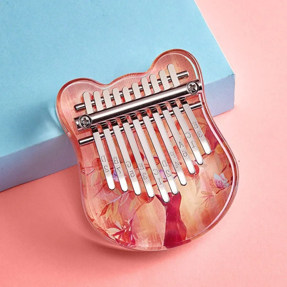 10 Keys Kalimba Children\'s Mini Musical Keyboard Acrylic Transparent Kalimba Instrument Blossoms Kalimbas Piano Gift Ideas