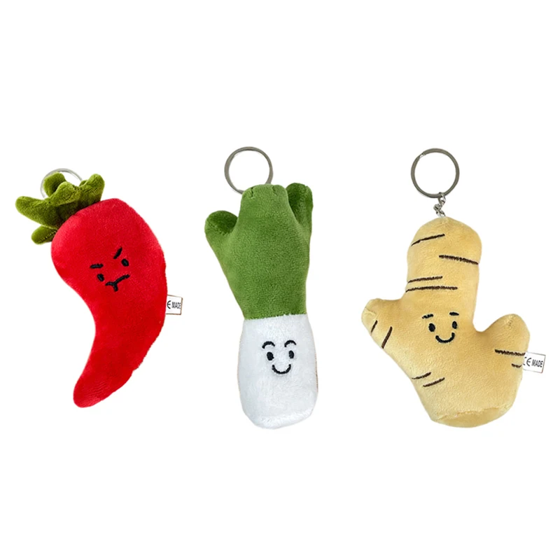 Cartoon Funny Plush Doll Vegetable Keychain Schoolbag Accessories Ginger And Green Onions Chili Toys Key Chain