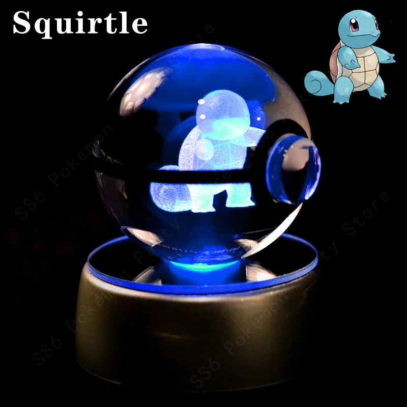 Pokemon Kristallen Bol 3D Pikachu Mewtwo Gengar Pokébal 3D Nachtlampje Glazen Beeldje Pokemon Kristallen Bol Kinderverjaardagscadeau