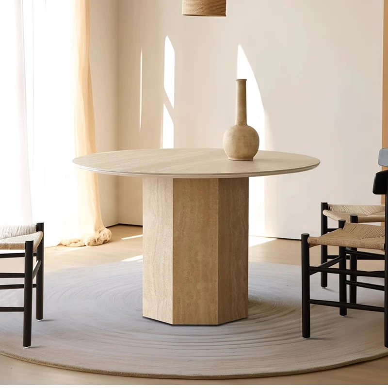 Nordic Design Table Luxury Modern Rock Slab Beautiful Delicate Spacious Durable Dining Table Round Mesa Comedor Home Furniture