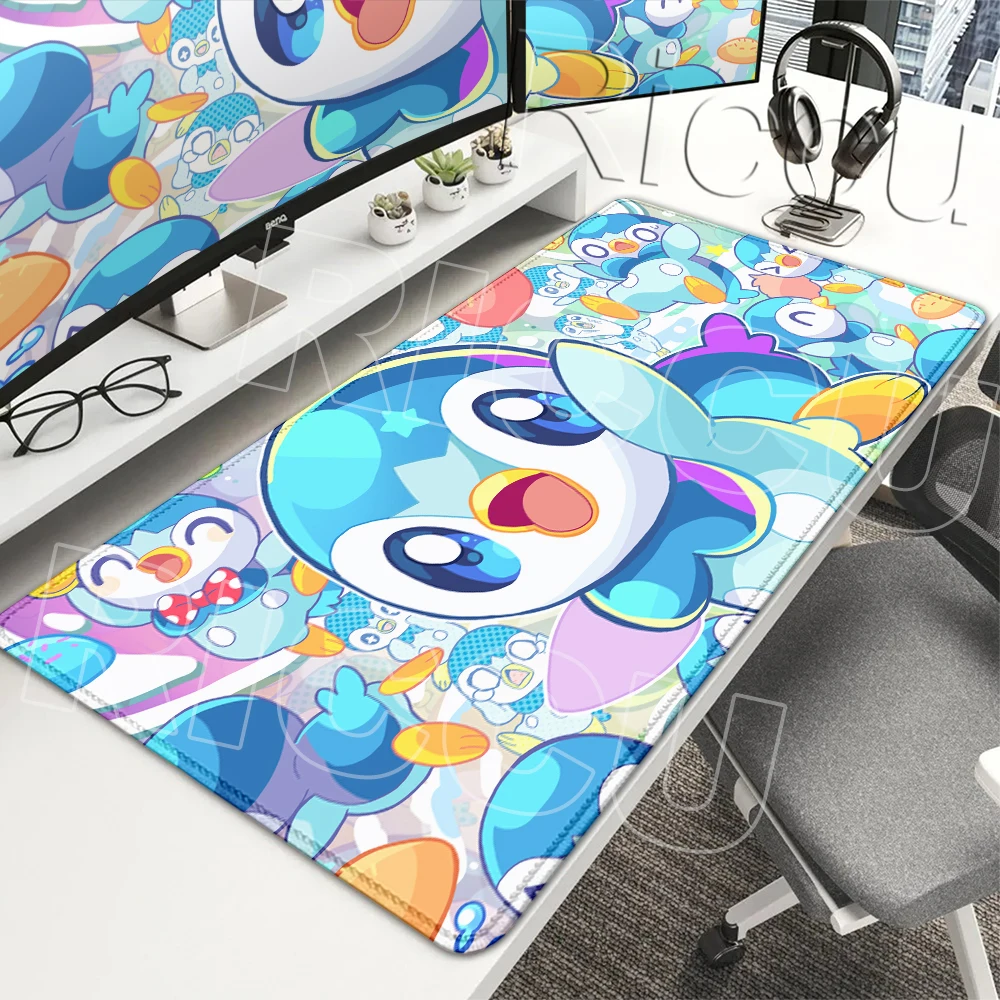 Mouse Pads Kawaii Extended Gamer XXL PC Keyboard Desk Anti-slip Carpet Rubber Locking Edge Gaming Office Rug Pokemons Piplup Pad
