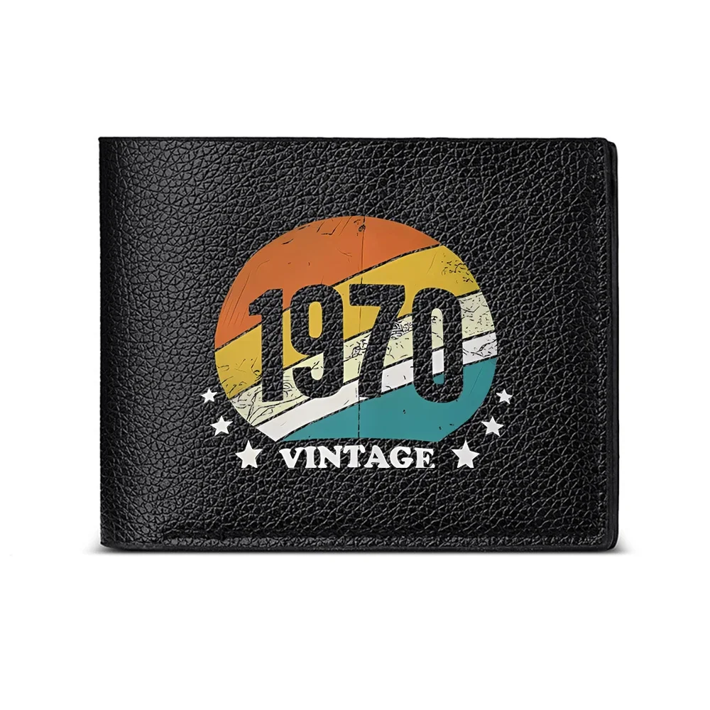 1970 Vintage Retro Sunburst Design Men's Wallet Card Holder Fashion Casual Business Style