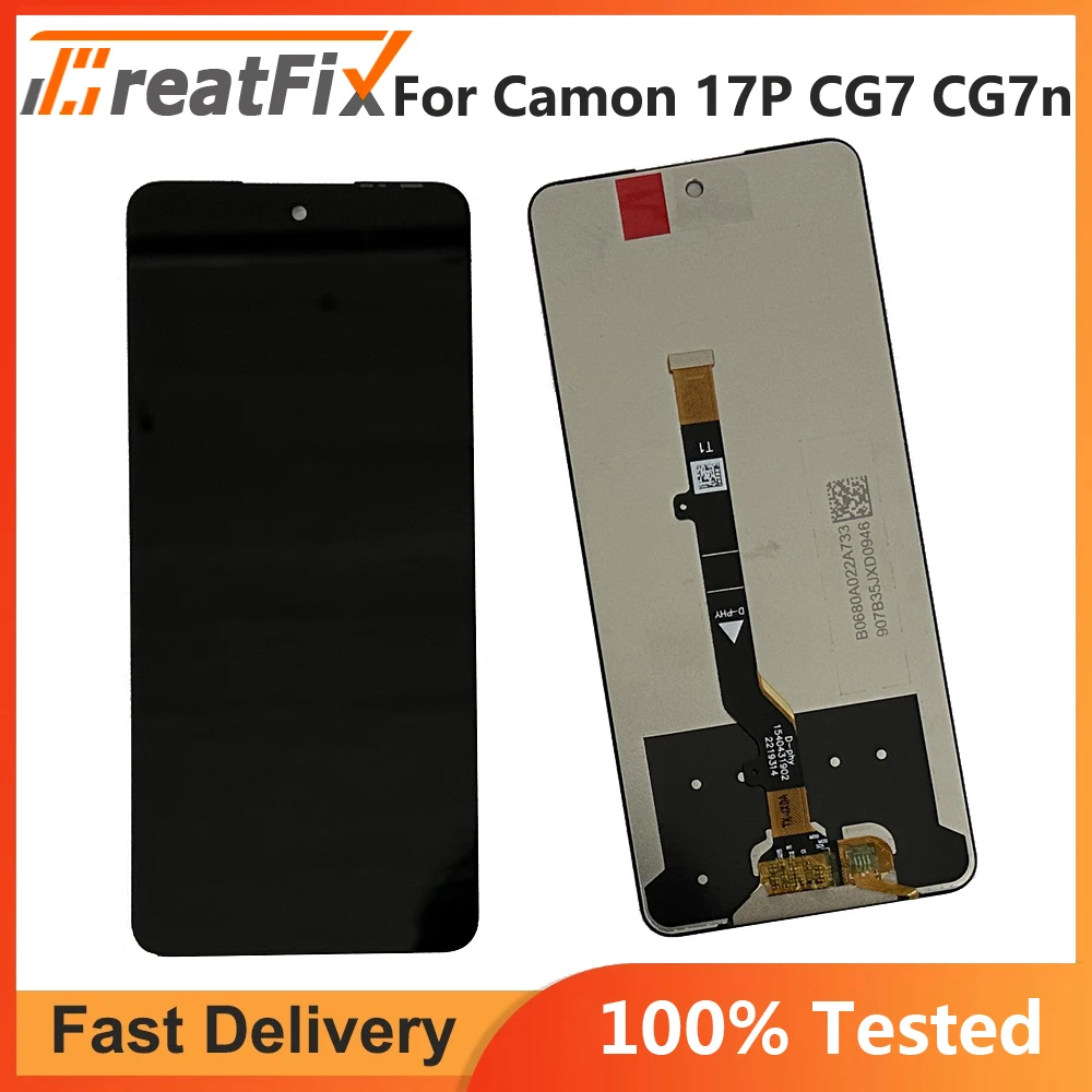 

6.8" Tested For Tecno Camon 17P CG7 CG7n LCD Display Touch Screen Digitizer Sensor Panel Assembly For Tecno Camon 17P LCD