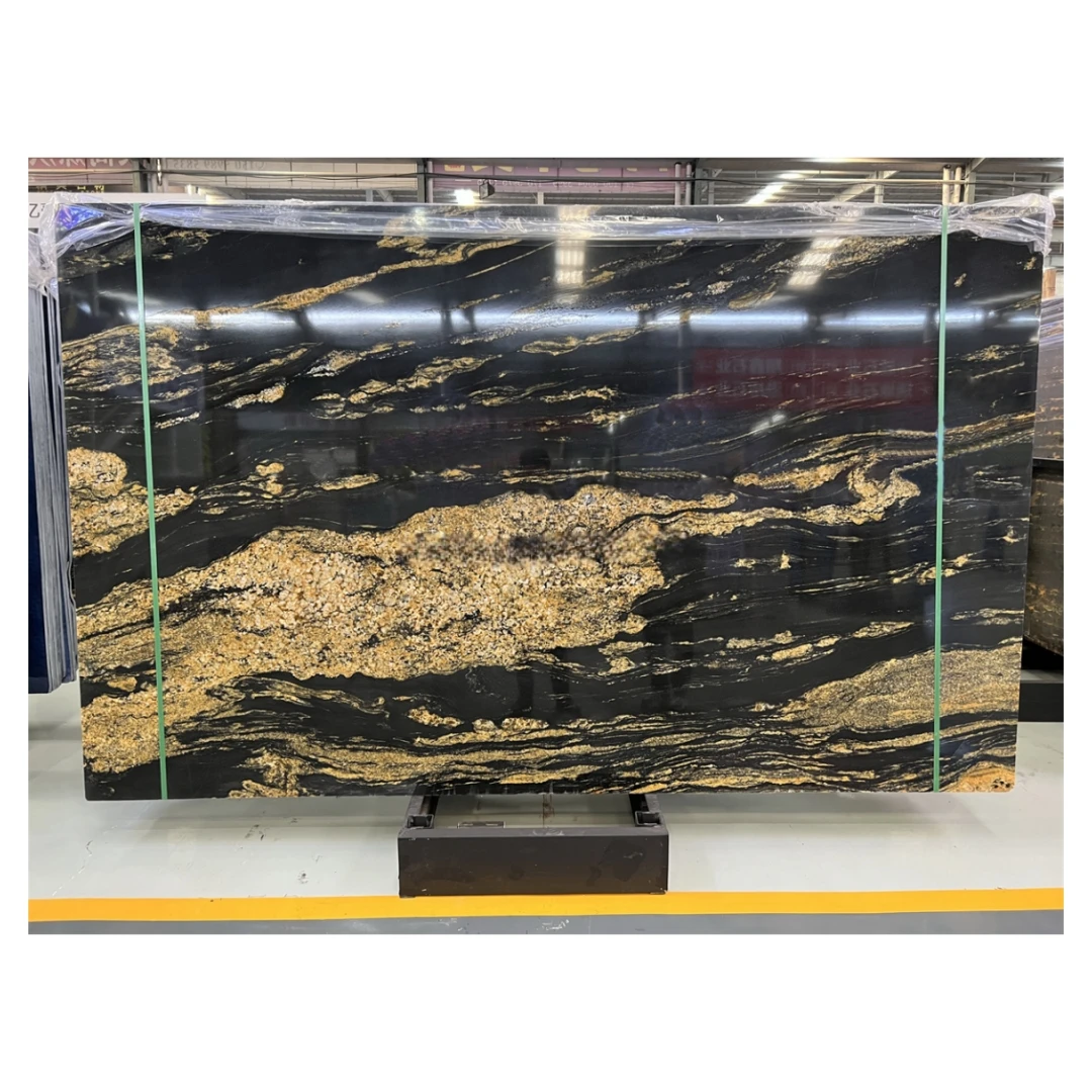 Luxury Black Gold Granite Slab For Interior Kitchen Countertop