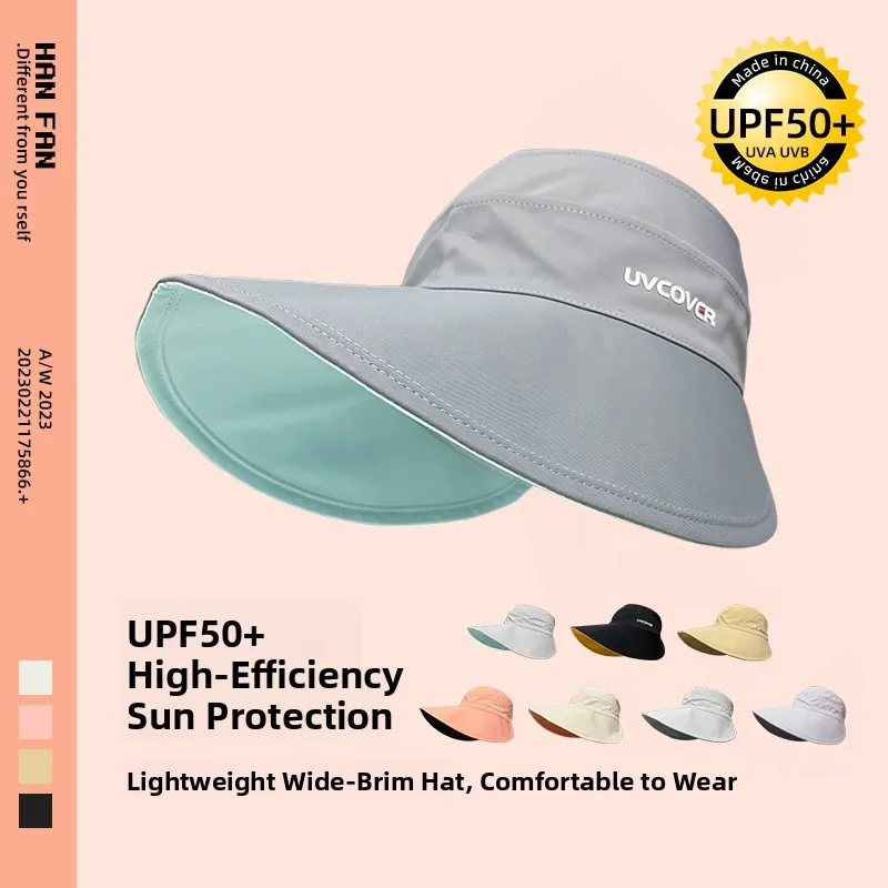 

Double-Sided Wearable UV Protection Ice Silk Large Brim Empty Top Sun Hat Women Summer Outdoor Travel Anti-Uv Sun Cap